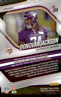 2025 Panini Prizm Green Wave #358 Donovan Jackson