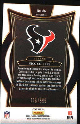 2024 Panini Select Neon Green Prizm Shock #86 Nico Collins SN #/599