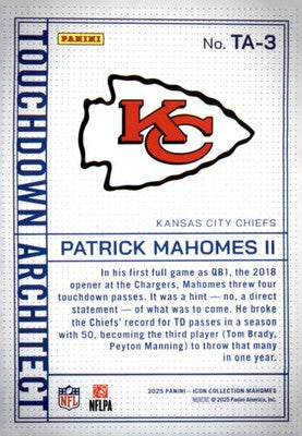 2025 Panini Mahomes Icon Collection Touchdown Architect #TA1 Patrick Mahomes II
