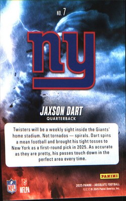 2025 Panini Absolute By Storm #7 Jaxson Dart