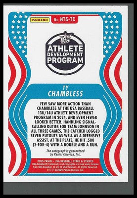 2025 Panini USA Baseball 13U/14U Nat Team Signatures #NTS-TC Ty Chambless