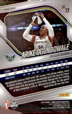 2025 Panini Prizm WNBA Silver Prizms #73 Arike Ogunbowale