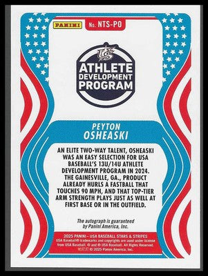 2025 Panini USA Baseball 13U14U Nat Team Signatures #NTS-PO Peyton Osheaski