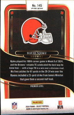 2024 Panini Select Black & Red Prizm Shock #145 David Njoku