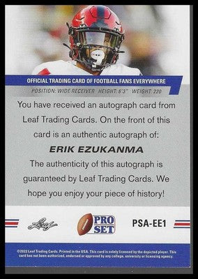 2022 Pro Set Draft Autographs #PSA-EE1 Erik Ezukanma