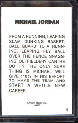 Michael Jordan 1993-95 Sports Stars USA #153 Birmingham Barons RARE