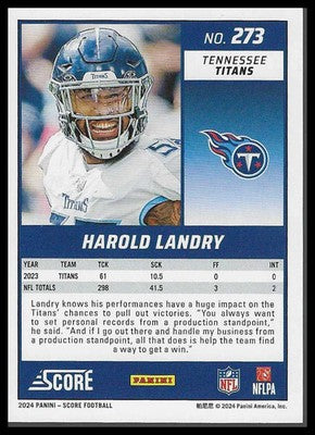 2024 Score Stars #273 Harold Landry #101/399
