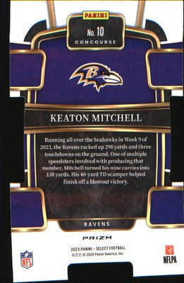2023 Panini Select Black and Green Prizms Die Cuts #10 Keaton Mitchell Rookie RC