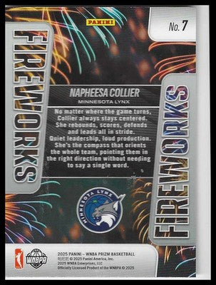 2025 Panini Prizm WNBA Fireworks Card #7 Napheesa Collier