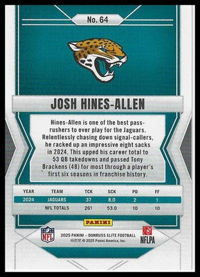 2025 Donruss Elite Aspirations Lime Green #64 Josh Hines-Allen #758/999