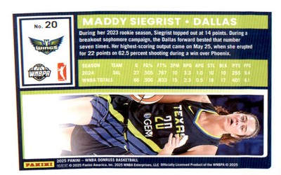 2025 Donruss WNBA Holo #20 Maddy Siegrist