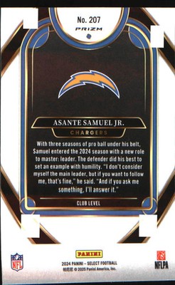 2024 Panini Select Silver Prizm #207 Asante Samuel Jr.