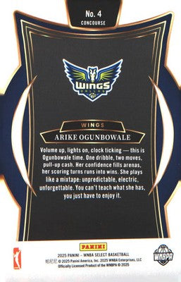 2025 Panini Select WNBA #4 Arike Ogunbowale