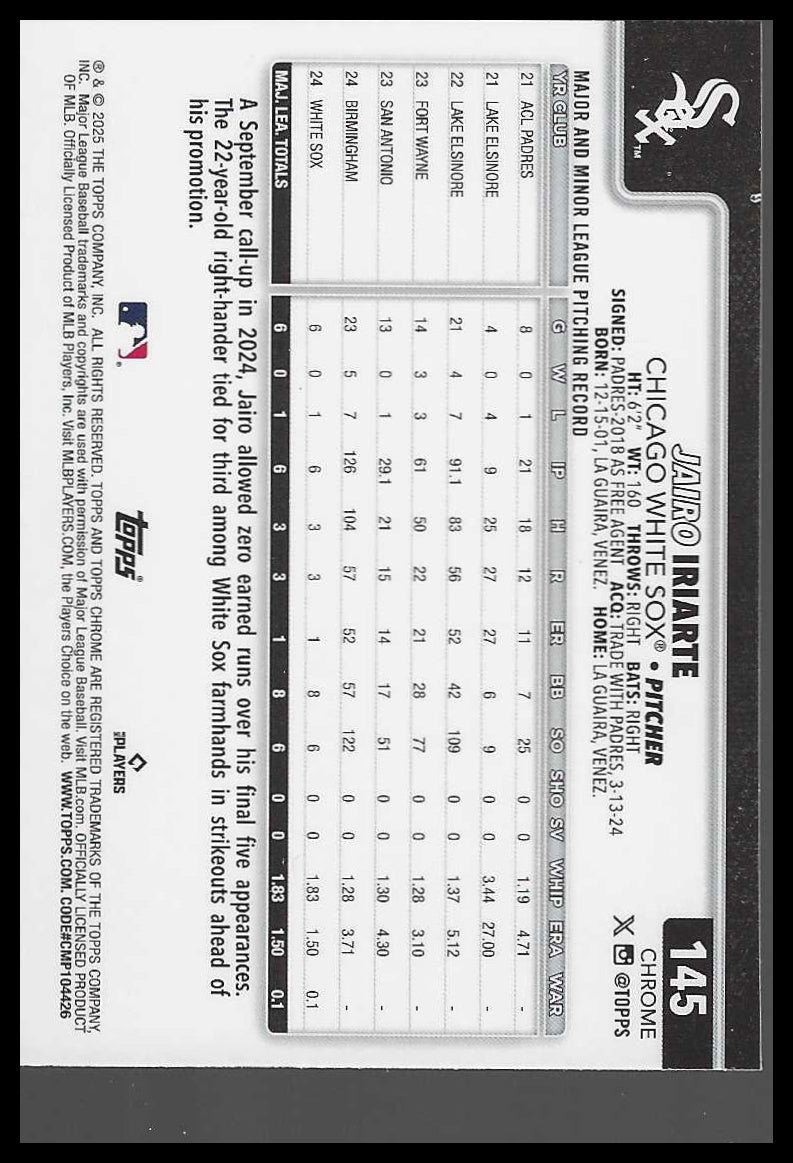 2025 Topps #656 Jairo Iriarte Rookie - Veteran Sports Cards FL