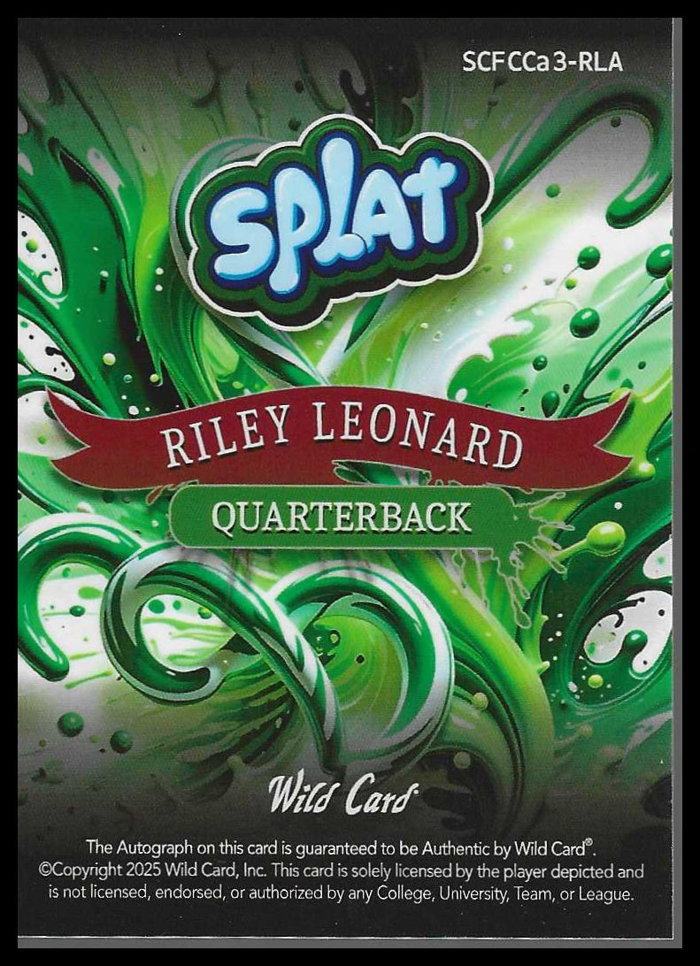 2025 Wild Card Splat AUTO Holiday Pandora #SCFCCa-RLA Riley Leonard #1/1 SSP - Veteran Sports Cards FL