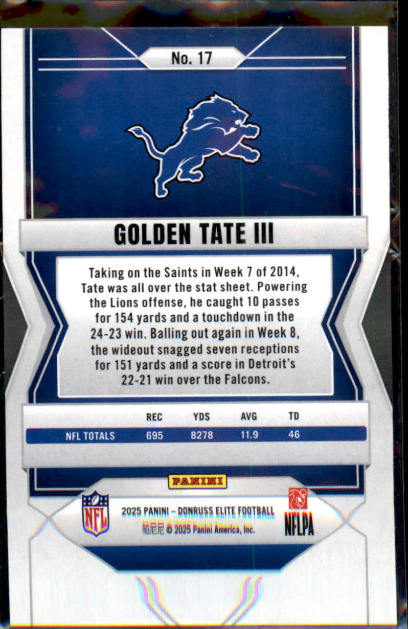 2025 Donruss Elite Green Disco #17 Golden Tate III - Veteran Sports Cards FL