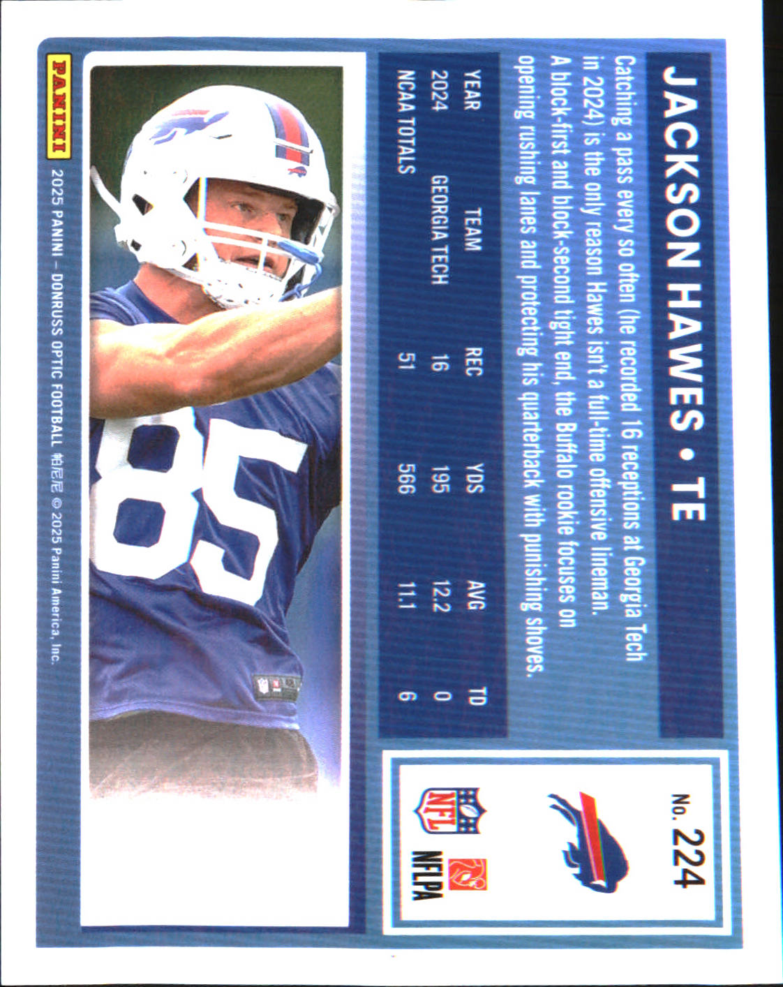 2025 Donruss Optic #224 Jackson Hawes Rookie RC - Veteran Sports Cards FL