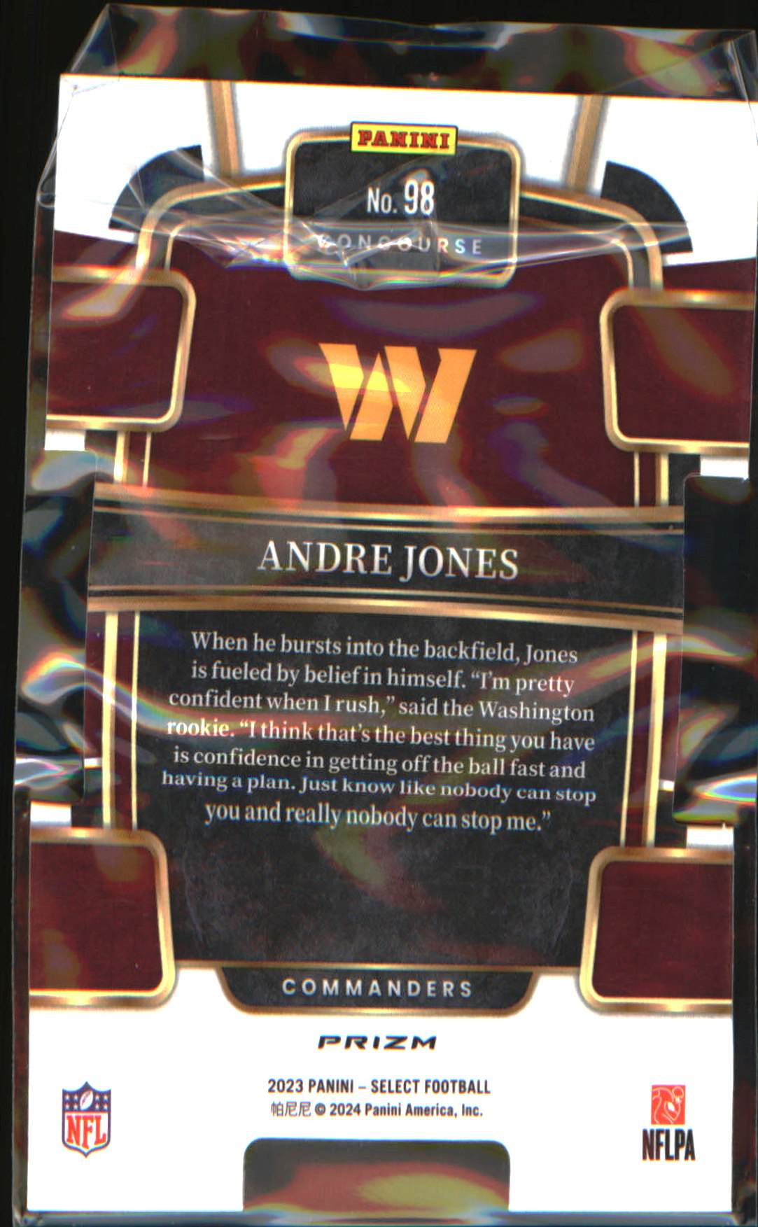 2023 Panini Select Silver Prizms Die Cuts #98 Andre Jones - Veteran Sports Cards FL