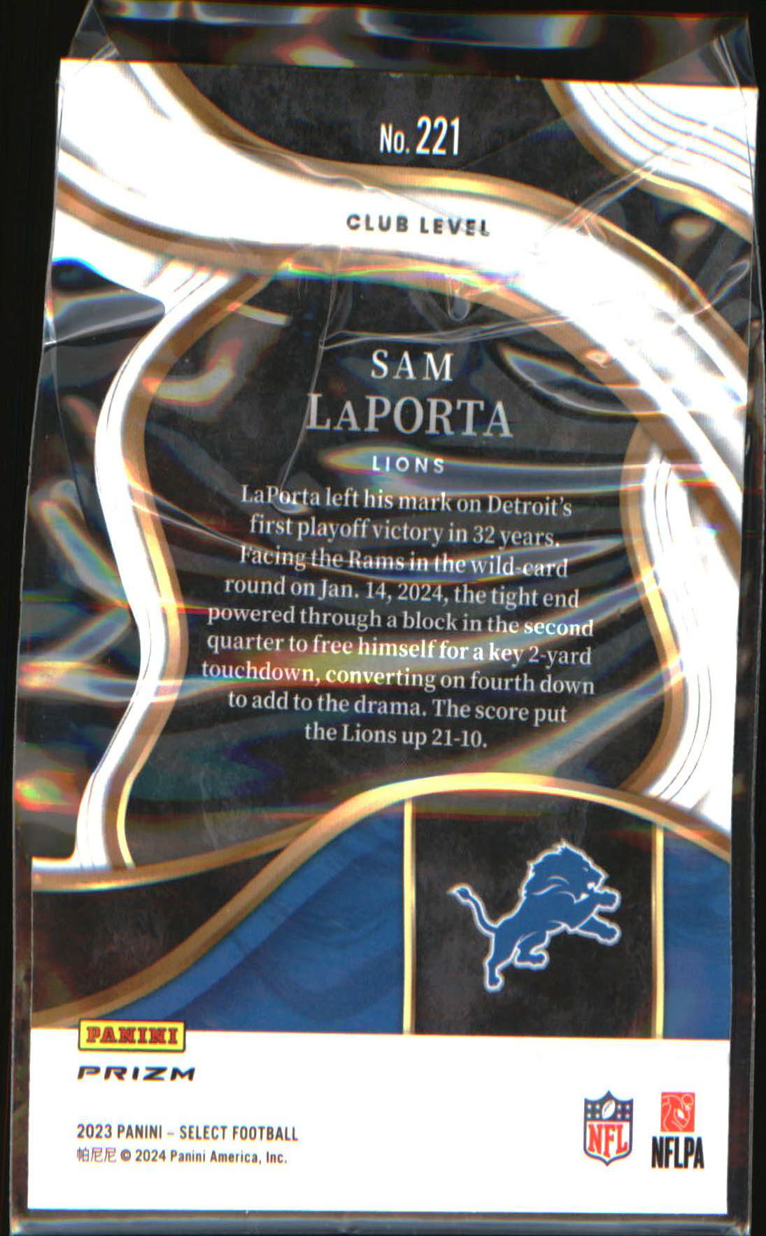 2023 Panini Select Red and Blue Prizms Die Cuts #221 Sam LaPorta Rookie RC - Veteran Sports Cards FL