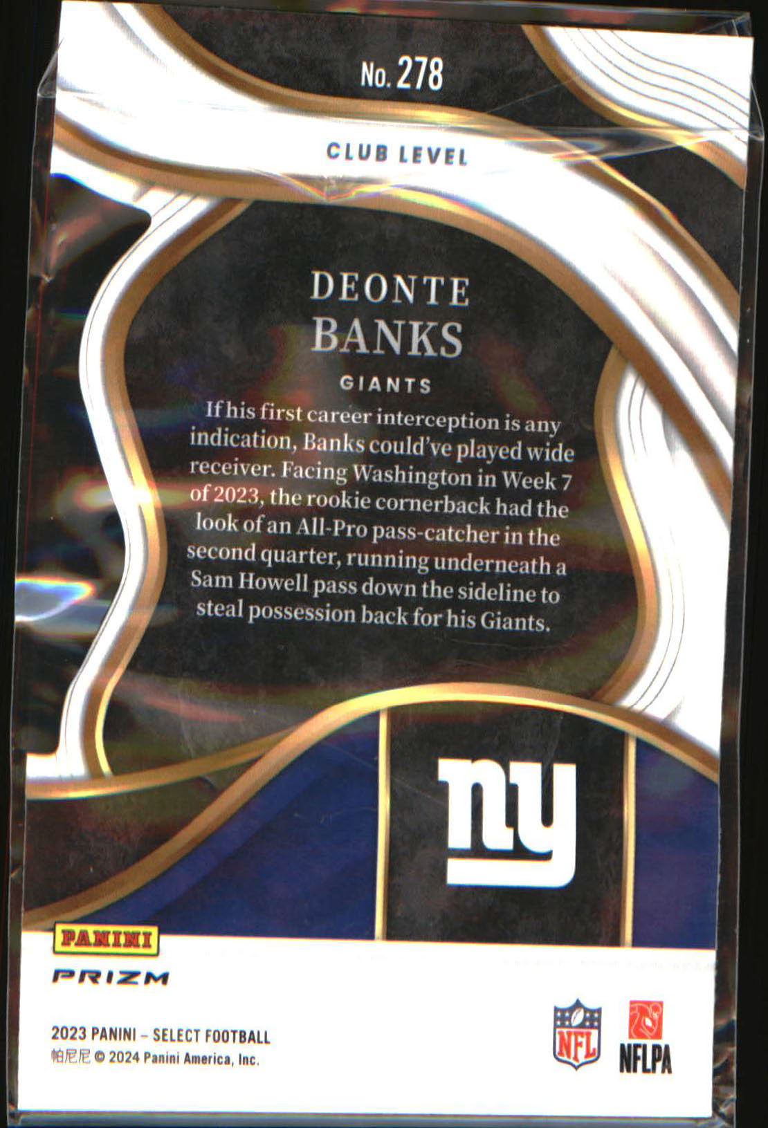 2023 Panini Select Silver Prizms Die Cuts #278 Deonte Banks - Veteran Sports Cards FL