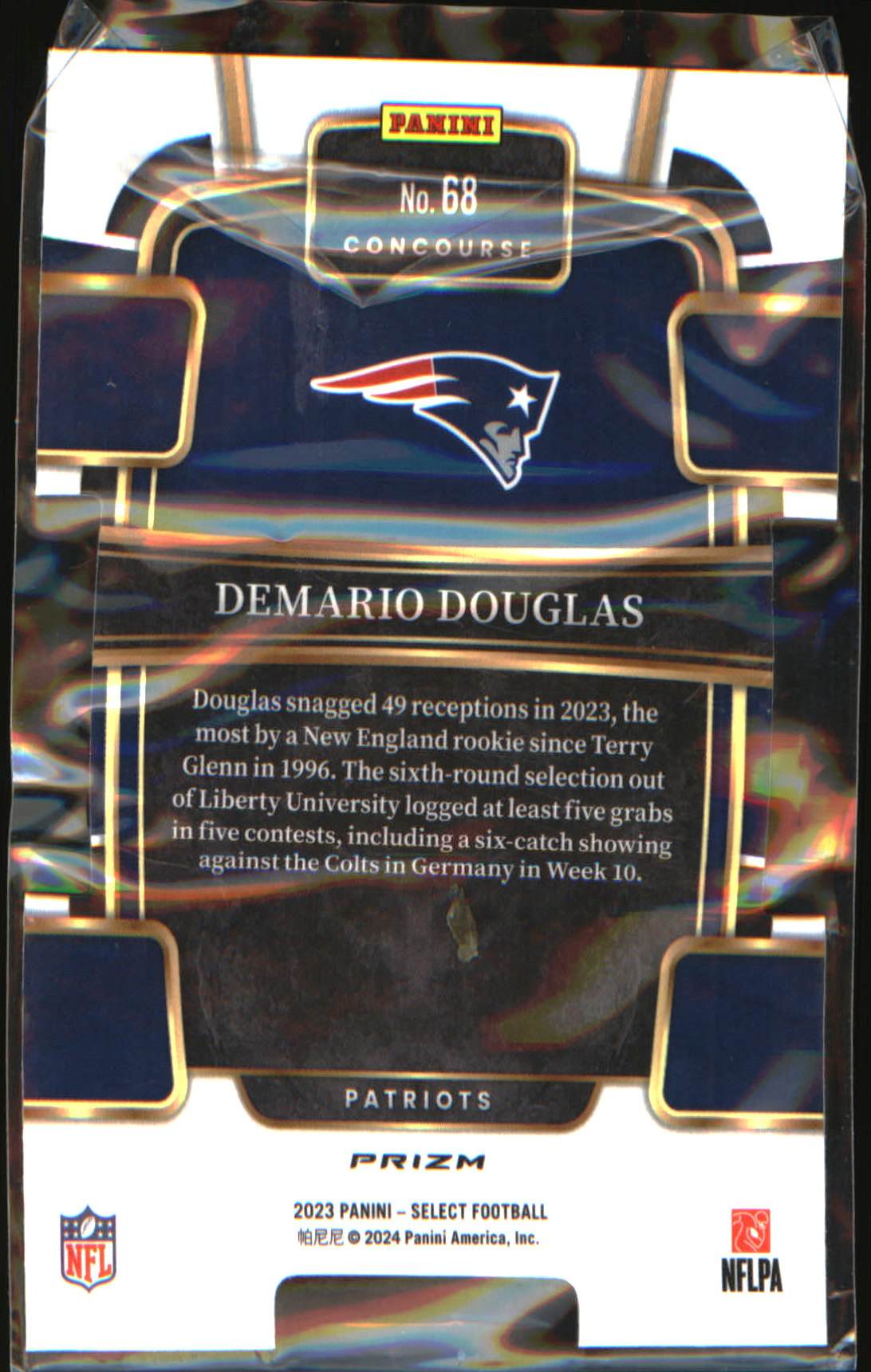 2023 Panini Select Black and Green Prizms Die Cuts #68 Demario Douglas Rookie RC - Veteran Sports Cards FL