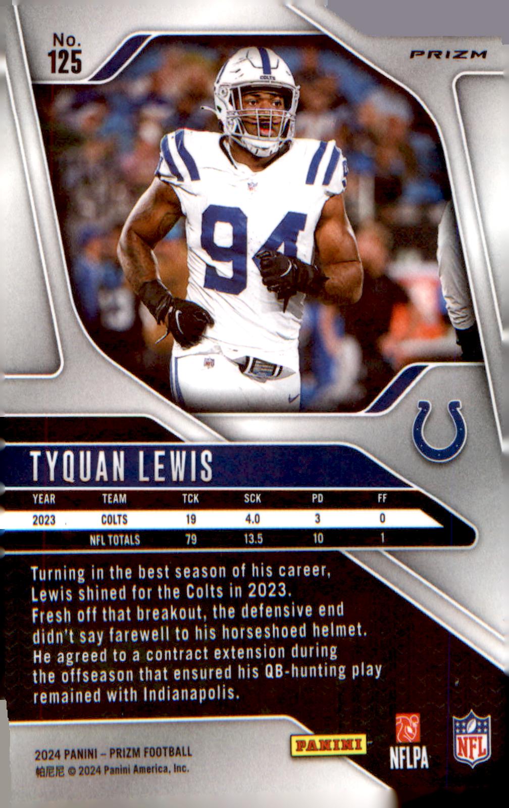 2024 Panini Prizm Neon Green Pulsar #125 Tyquan Lewis - Veteran Sports Cards FL