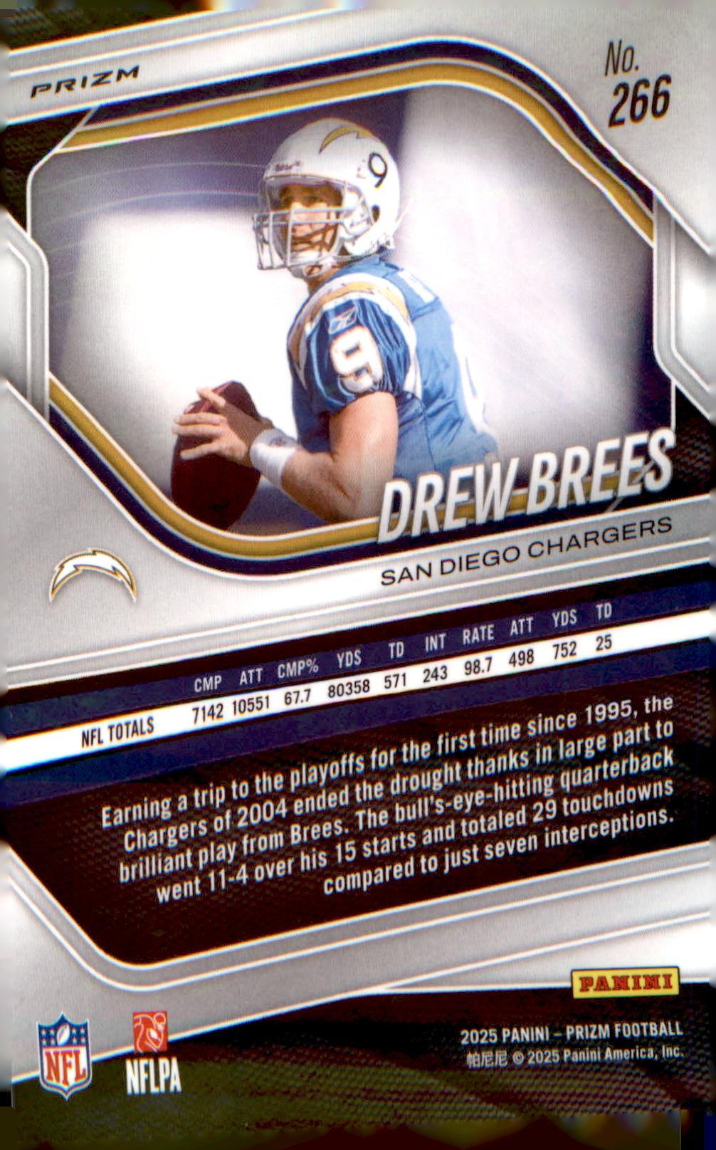 2025 Panini Prizm Silver #266 Drew Brees - Veteran Sports Cards FL