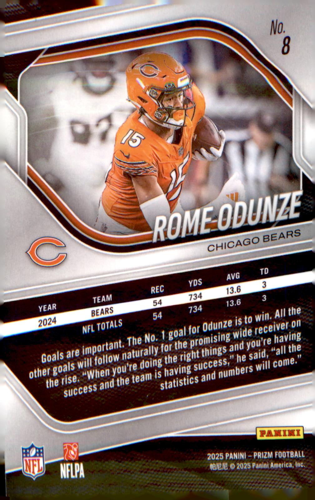 2025 Panini Prizm #8 Rome Odunze - Veteran Sports Cards FL