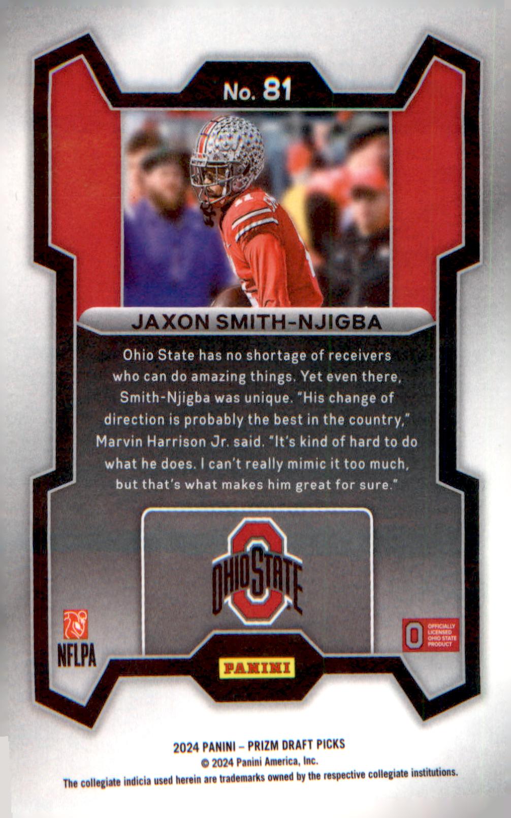 2024 Panini Prizm Draft Picks #81 Jaxon Smith-Njigba - Veteran Sports Cards FL