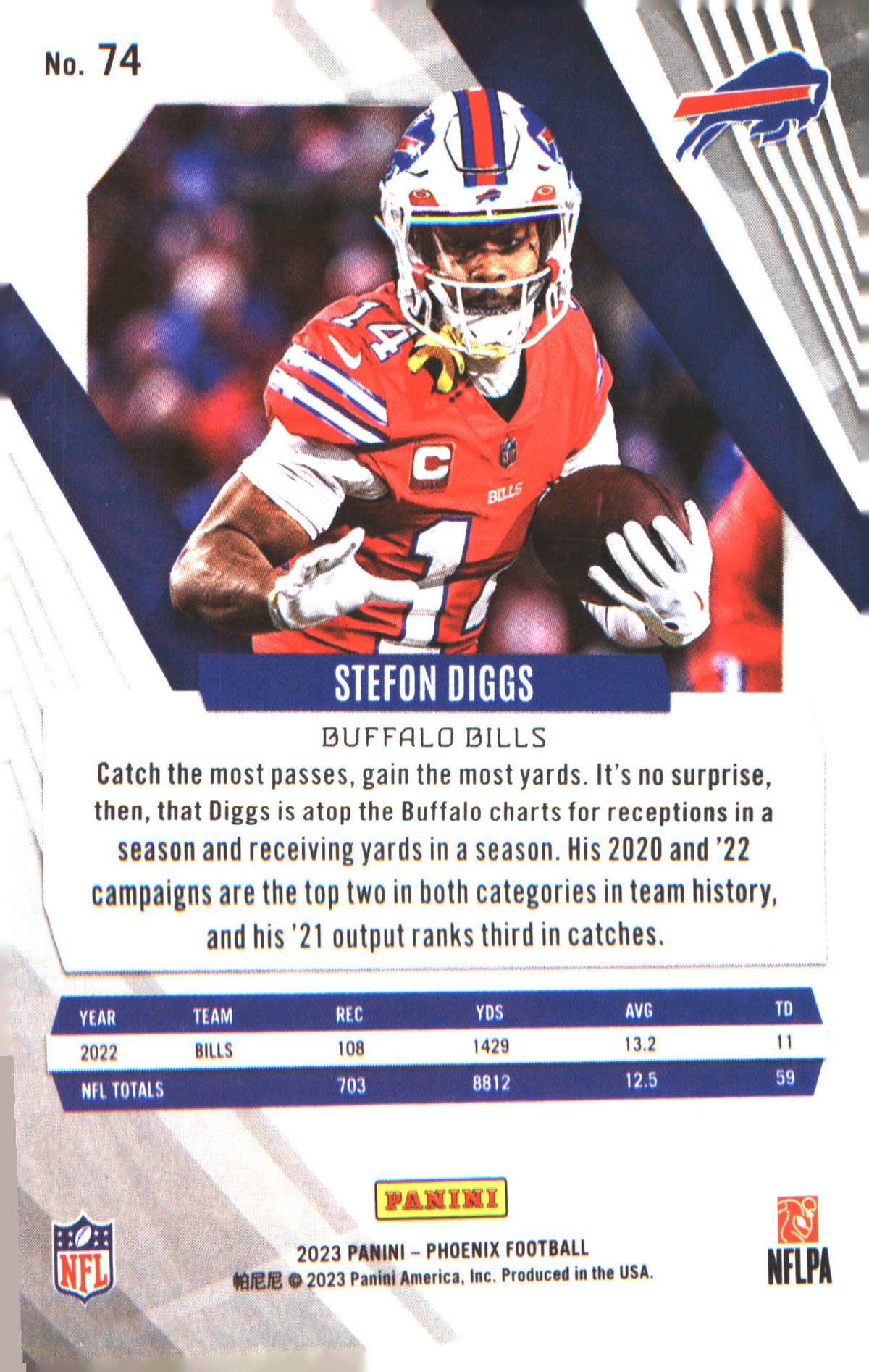2023 Panini Phoenix #74 Stefon Diggs - Veteran Sports Cards FL