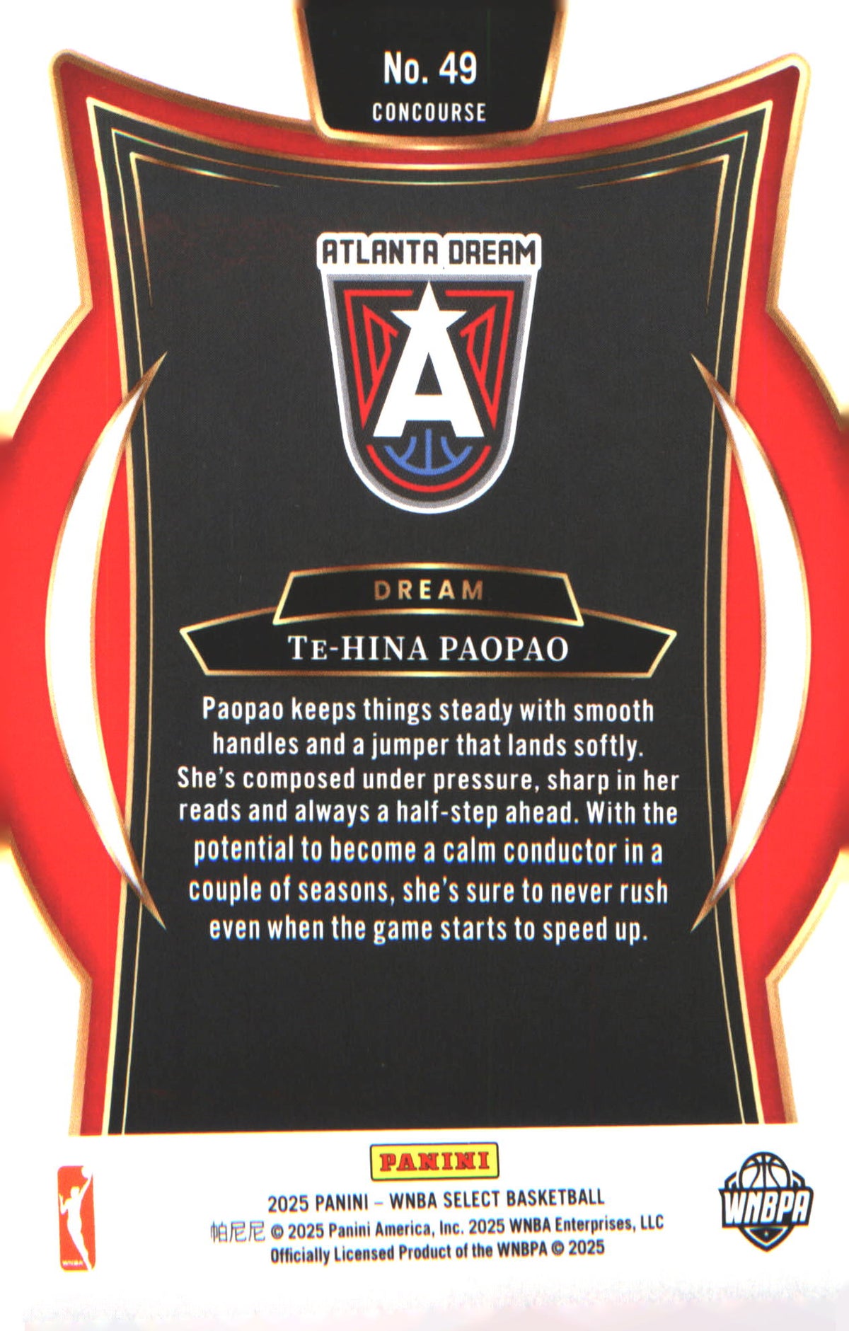 2025 Panini Select WNBA #49 Te-Hina Paopao Rookie RC - Veteran Sports Cards FL
