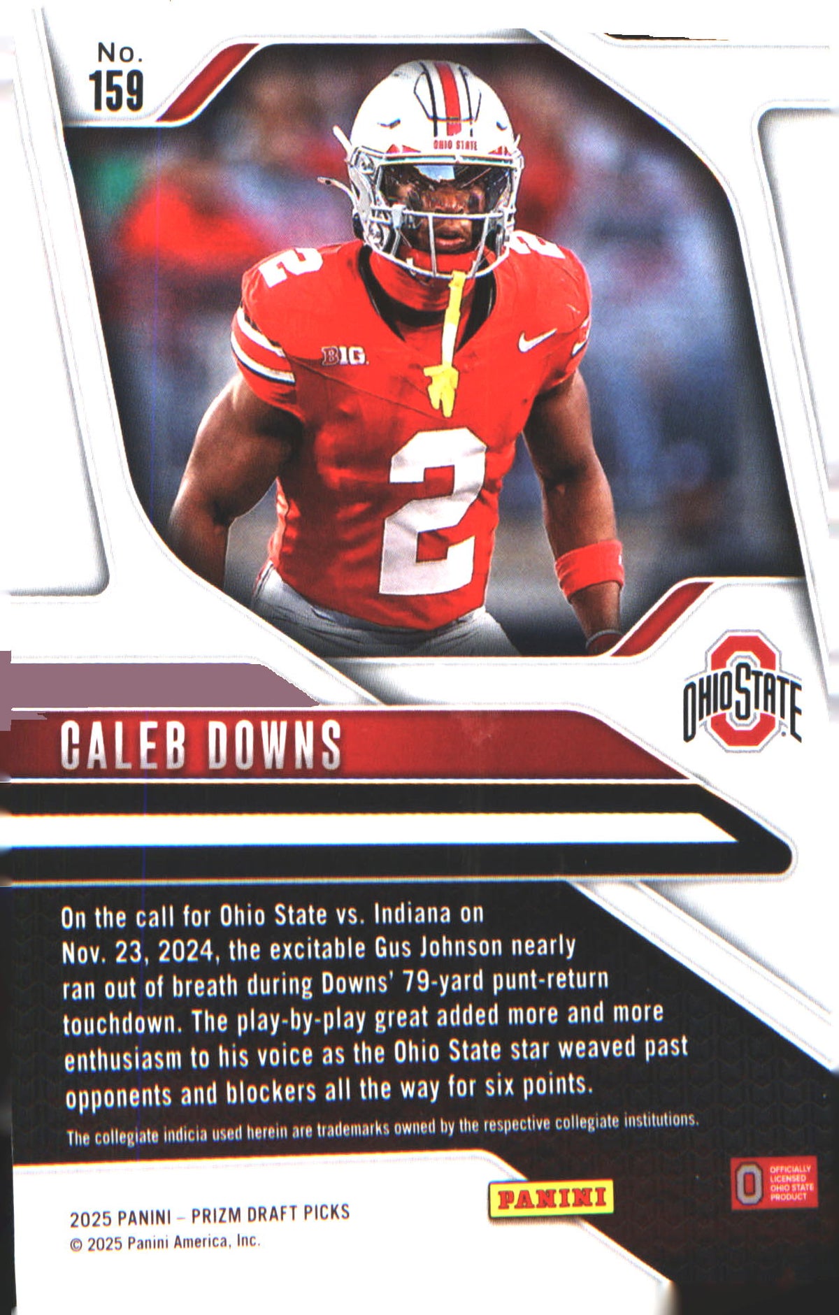 2025 Panini Prizm Draft Picks #159 Caleb Downs - Veteran Sports Cards FL