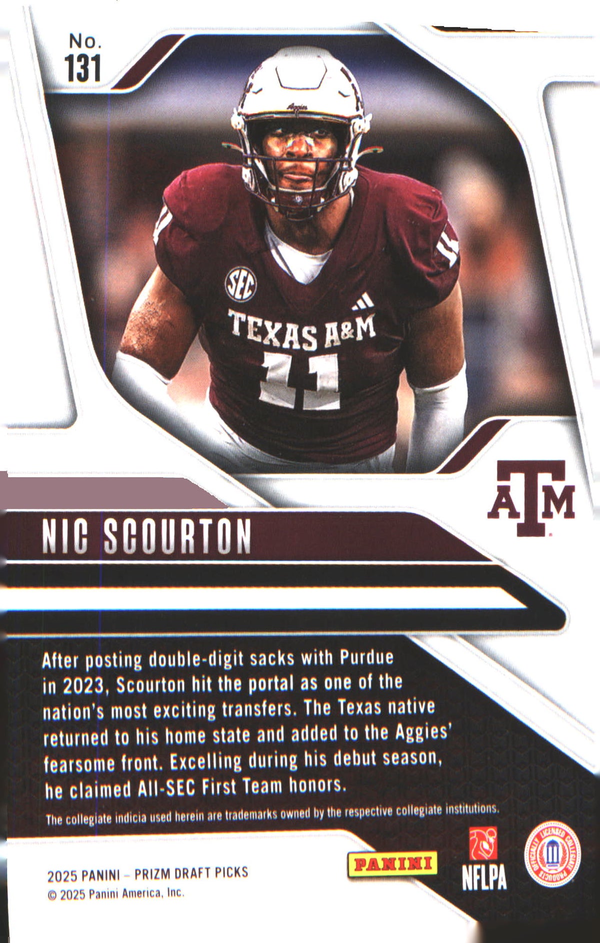 2025 Panini Prizm Draft Picks #131 Nic Scourton - Veteran Sports Cards FL