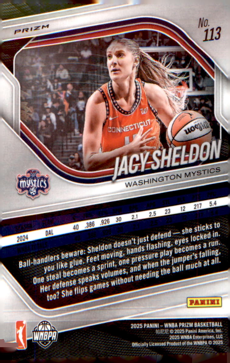 2025 Panini Prizm WNBA Silver Prizms #113 Jacy Sheldon - Veteran Sports Cards FL