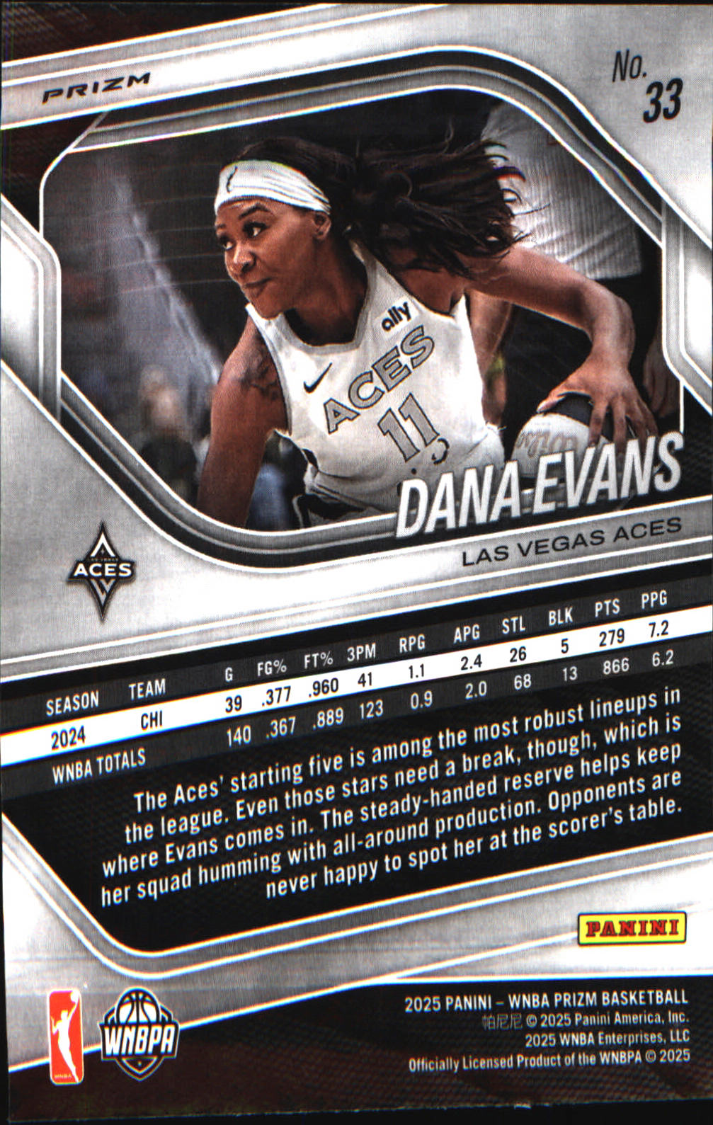 2025 Panini Prizm WNBA Ice Prizm #33 Dana Evans - Veteran Sports Cards FL