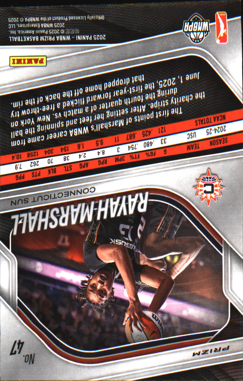 2025 Panini Prizm WNBA Ice Prizm #47 Rayah Marshall - Veteran Sports Cards FL