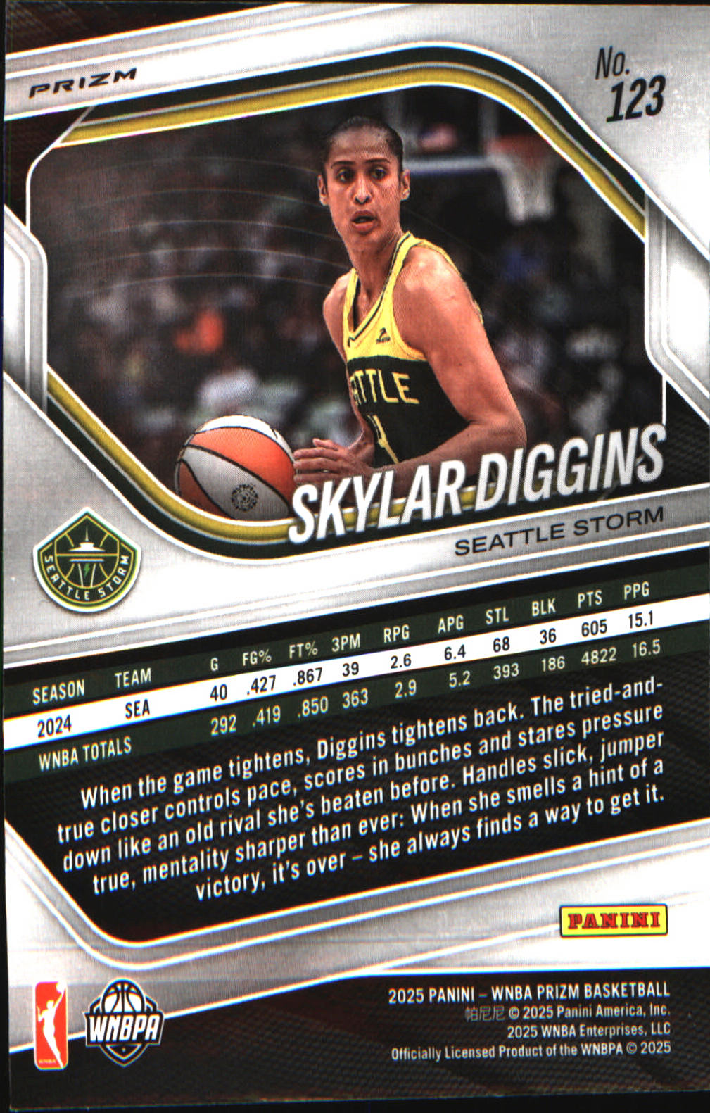 2025 Panini Prizm WNBA Ice Prizm #123 Skylar Diggins - Veteran Sports Cards FL