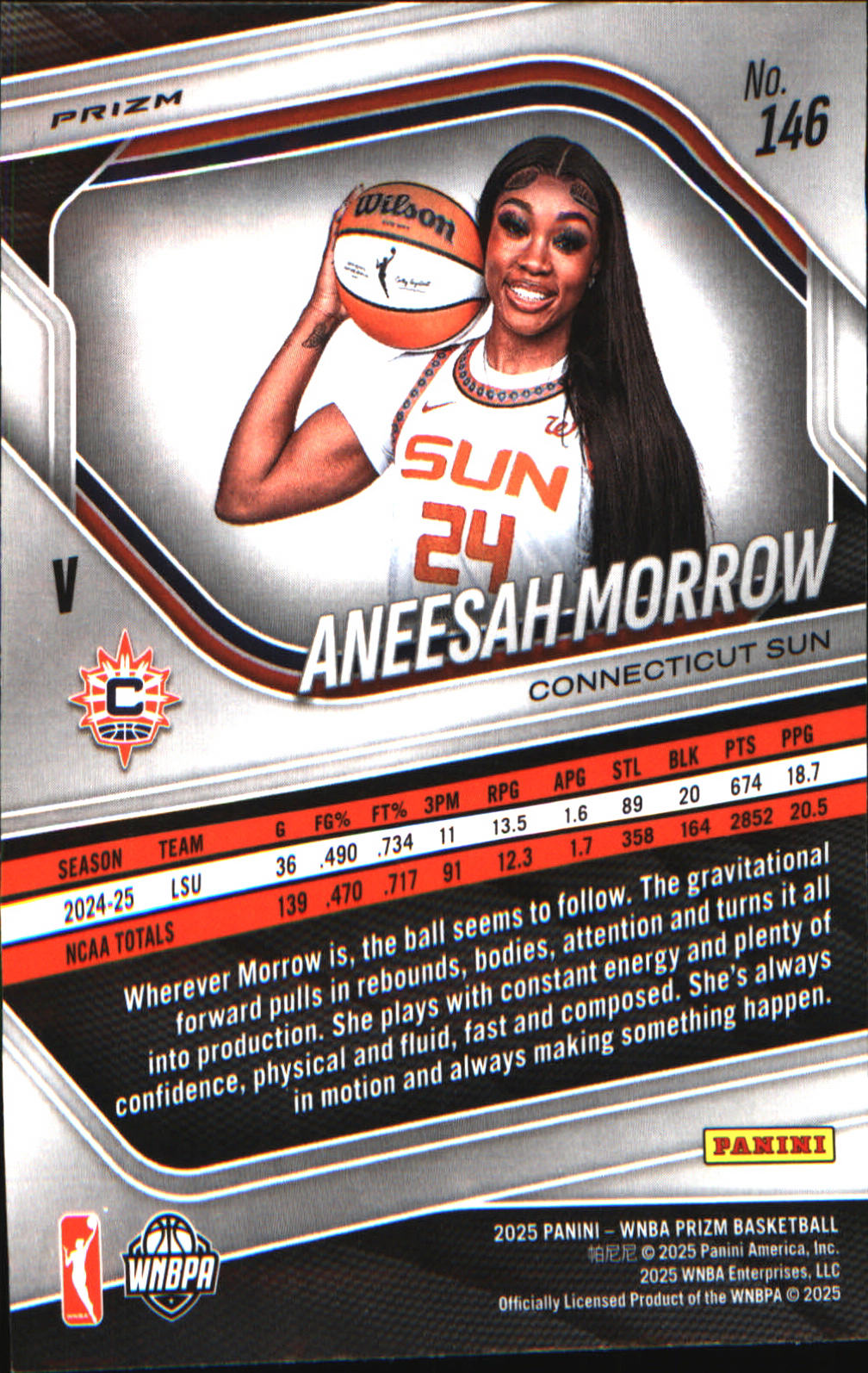 2025 Panini Prizm WNBA Ice Prizm #146 Aneesah Morrow - Veteran Sports Cards FL