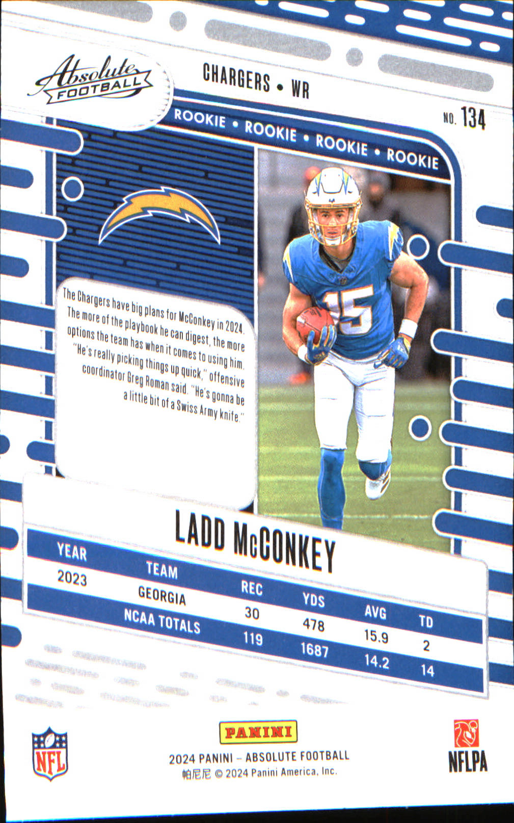 2024 Panini Absolute Yellow #134 Ladd McConkey