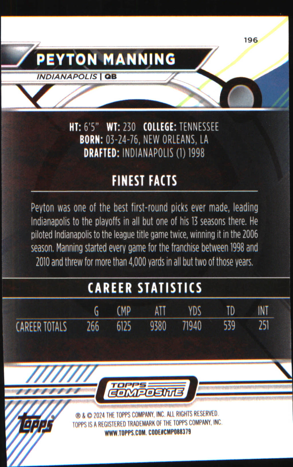 2023 Topps Composite Finest #196 Peyton Manning