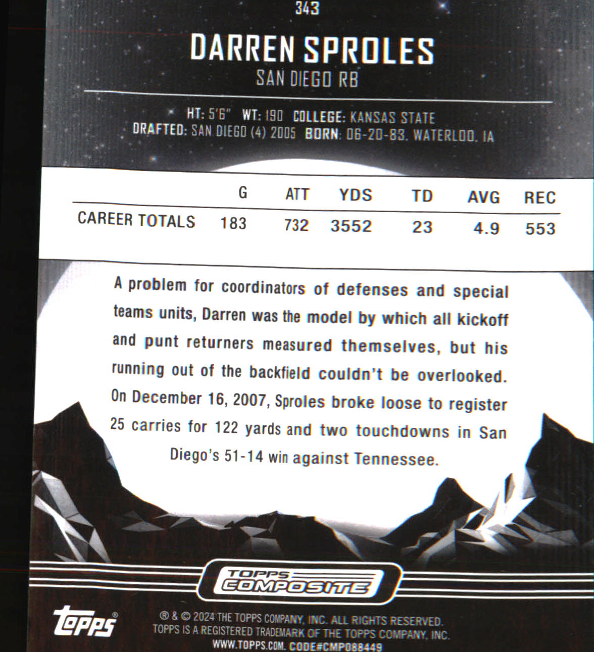2023 Topps Composite Midnight #343 Darren Sproles