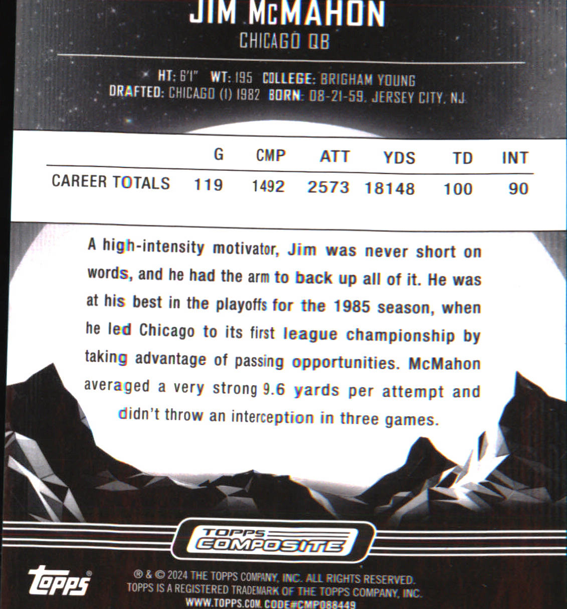 2023 Topps Composite Midnight #311 Jim McMahon