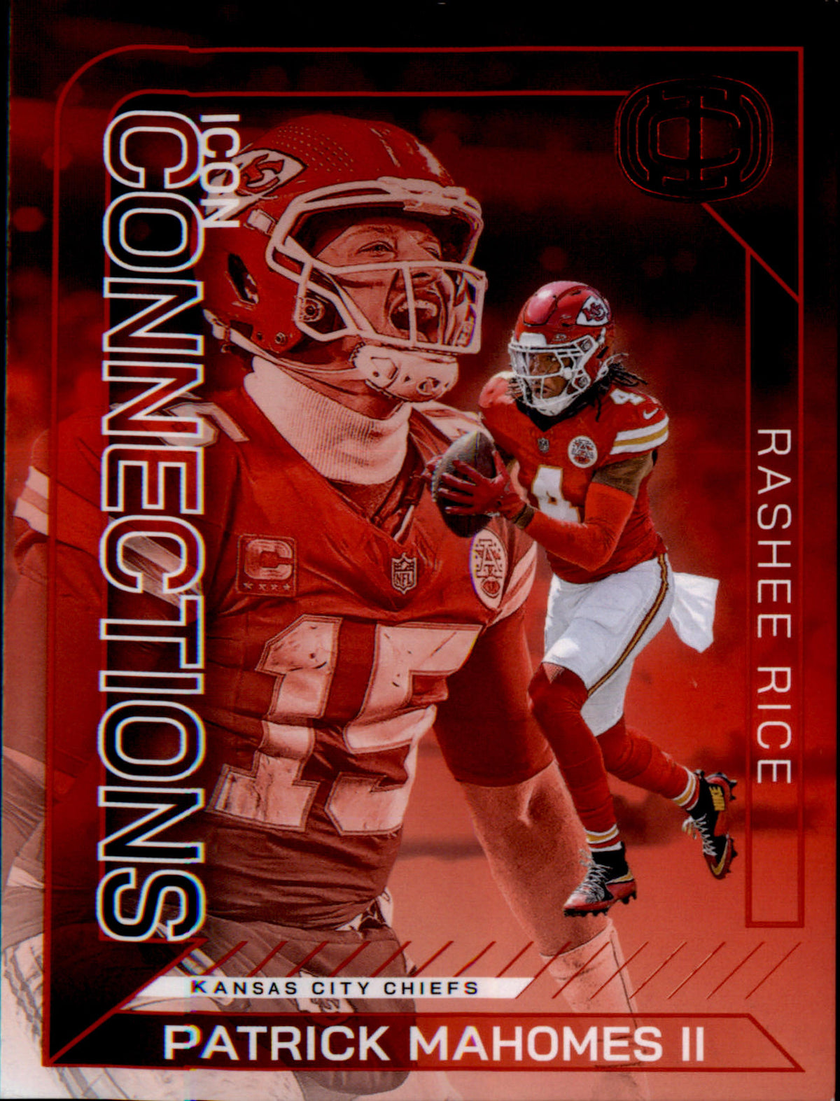 2025 Panini Icon Red Foil Icon Connections IC-6 patrick mahomes II Rashee Rice