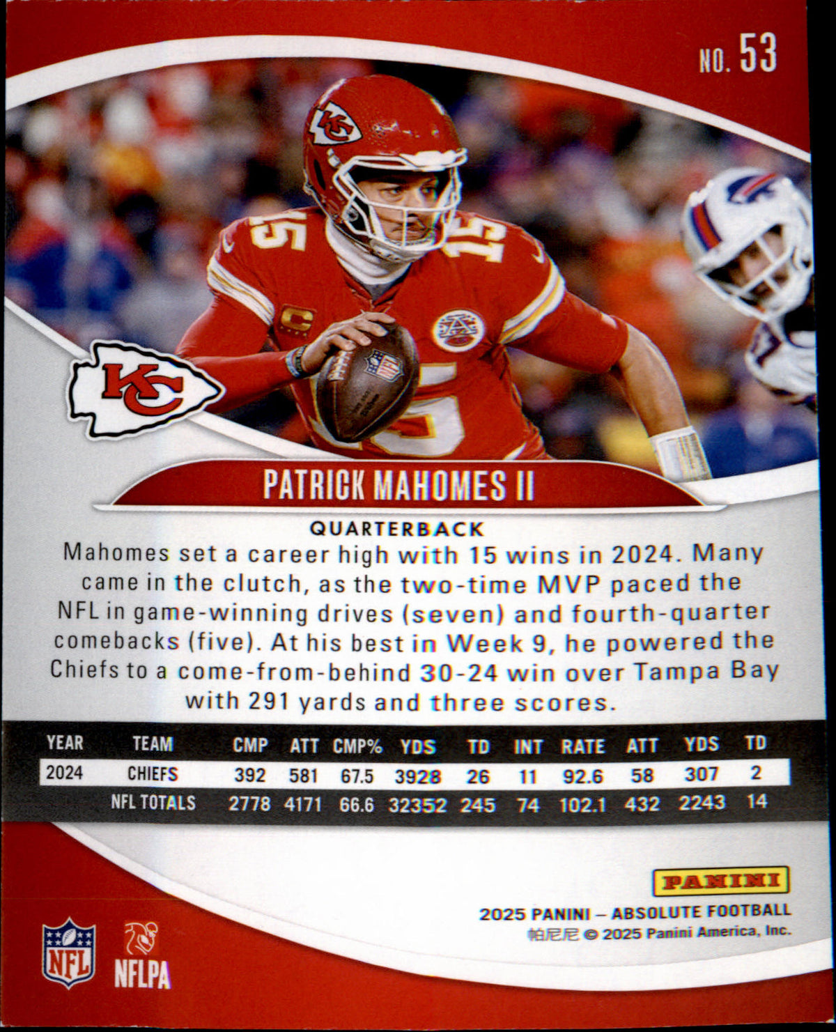 2025 Panini Absolute Pink #53 Patrick Mahomes II