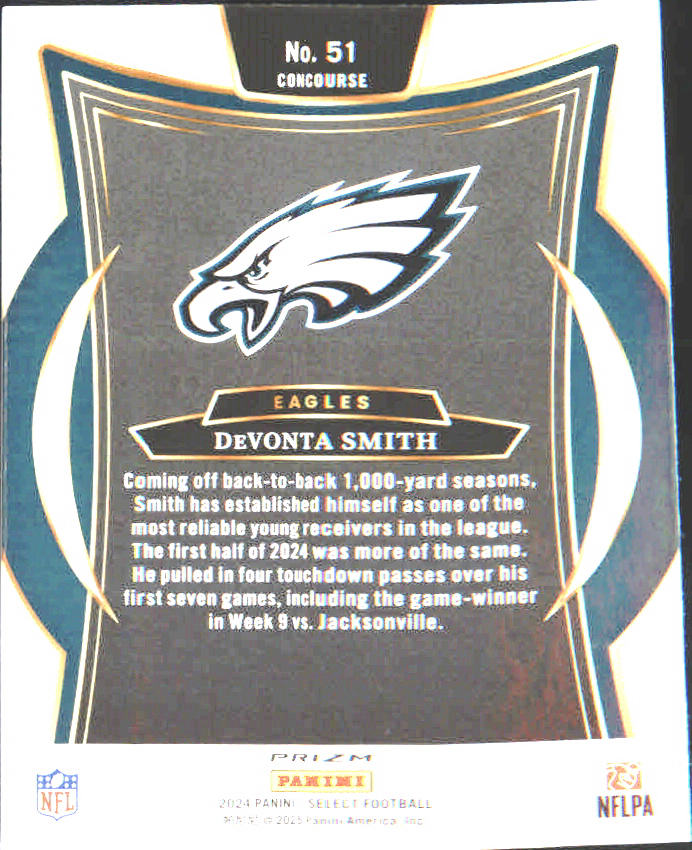 2024 Panini Select Black & Gold Prizm Shock #51 DeVonta Smith - Veteran Sports Cards FL