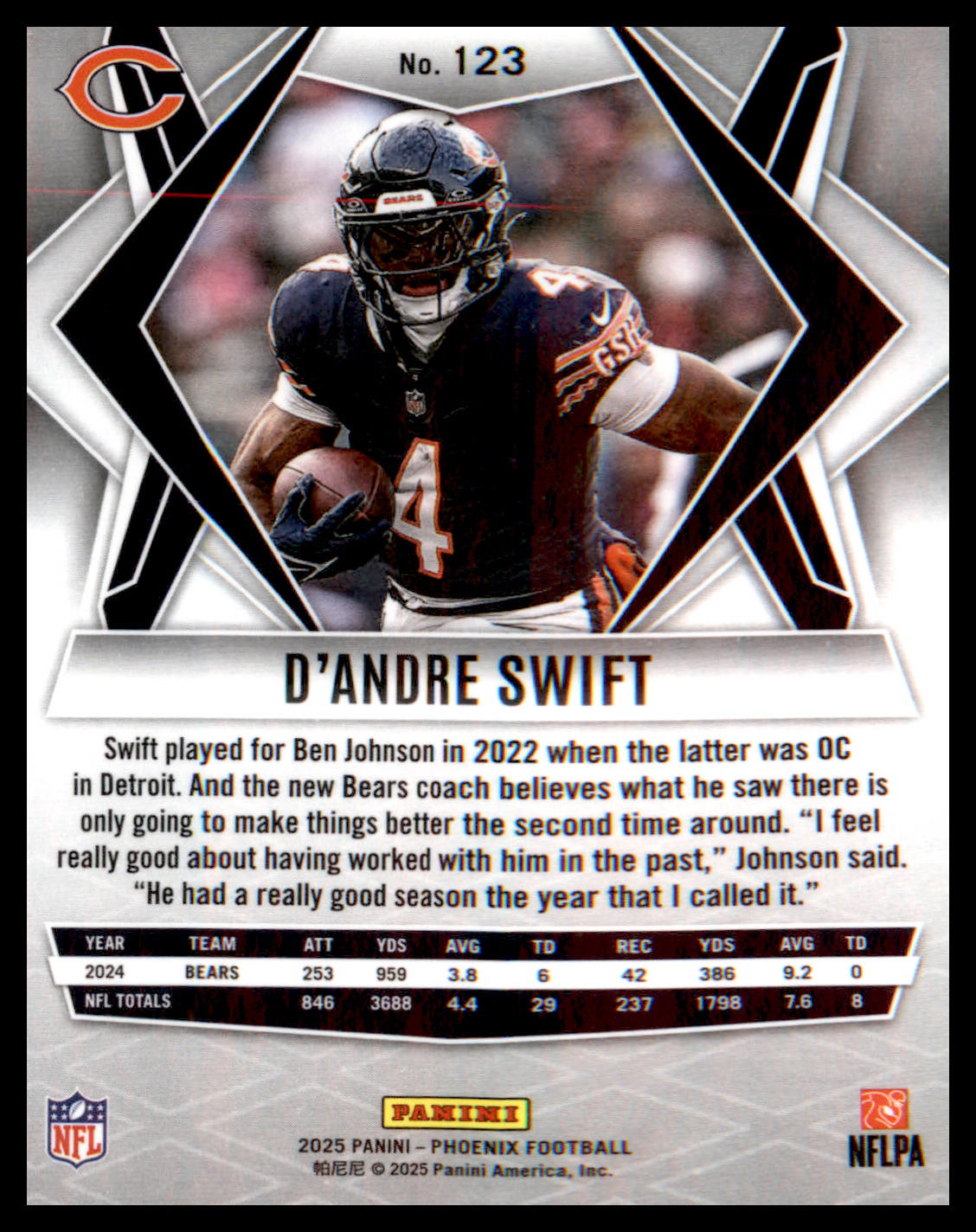 2025 Panini Phoenix #123 D'Andre Swift - Veteran Sports Cards FL