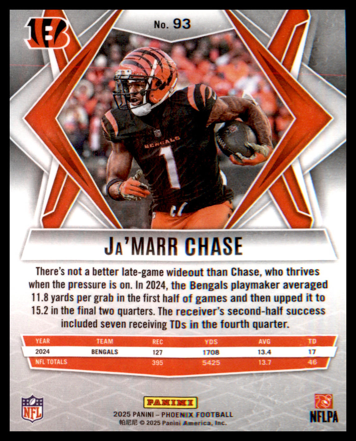 2025 Panini Phoenix #93 Ja'Marr Chase - Veteran Sports Cards FL