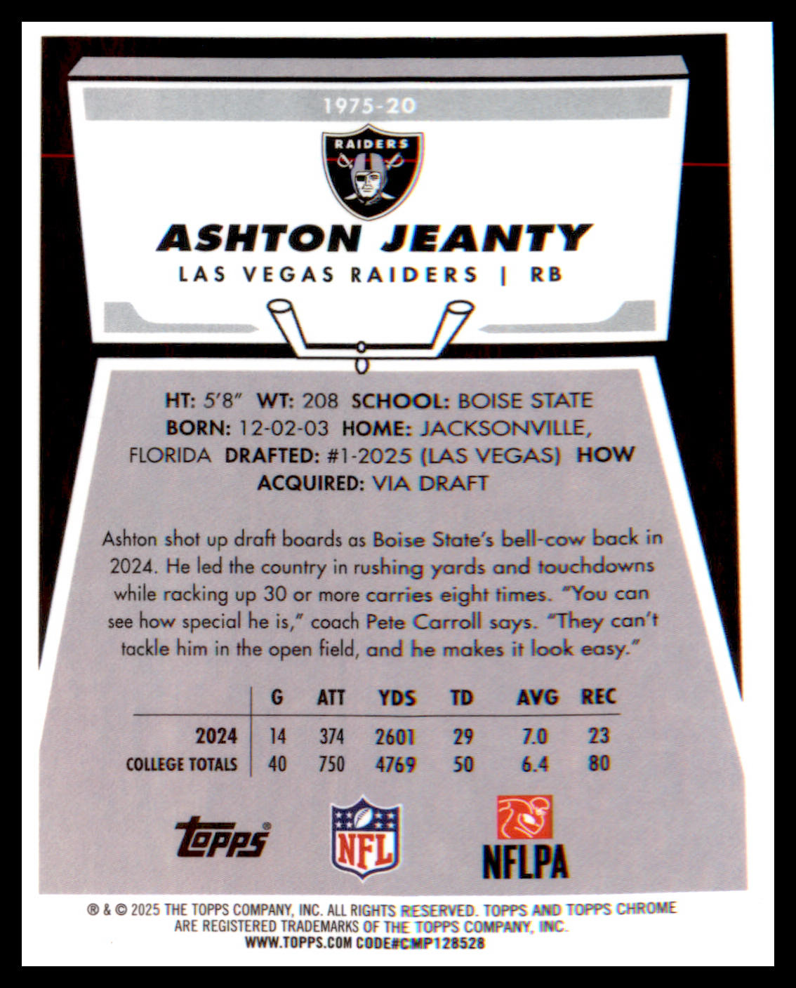 2025 Topps Chrome 1975 Topps #1975-20 Ashton Jeanty