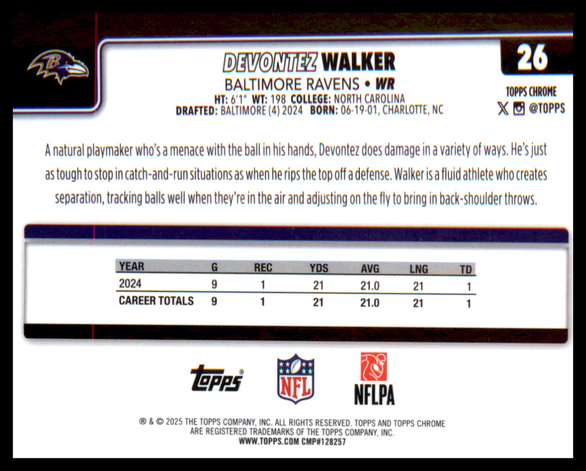 2025 Topps Chrome #26 Devontez Walker - Veteran Sports Cards FL