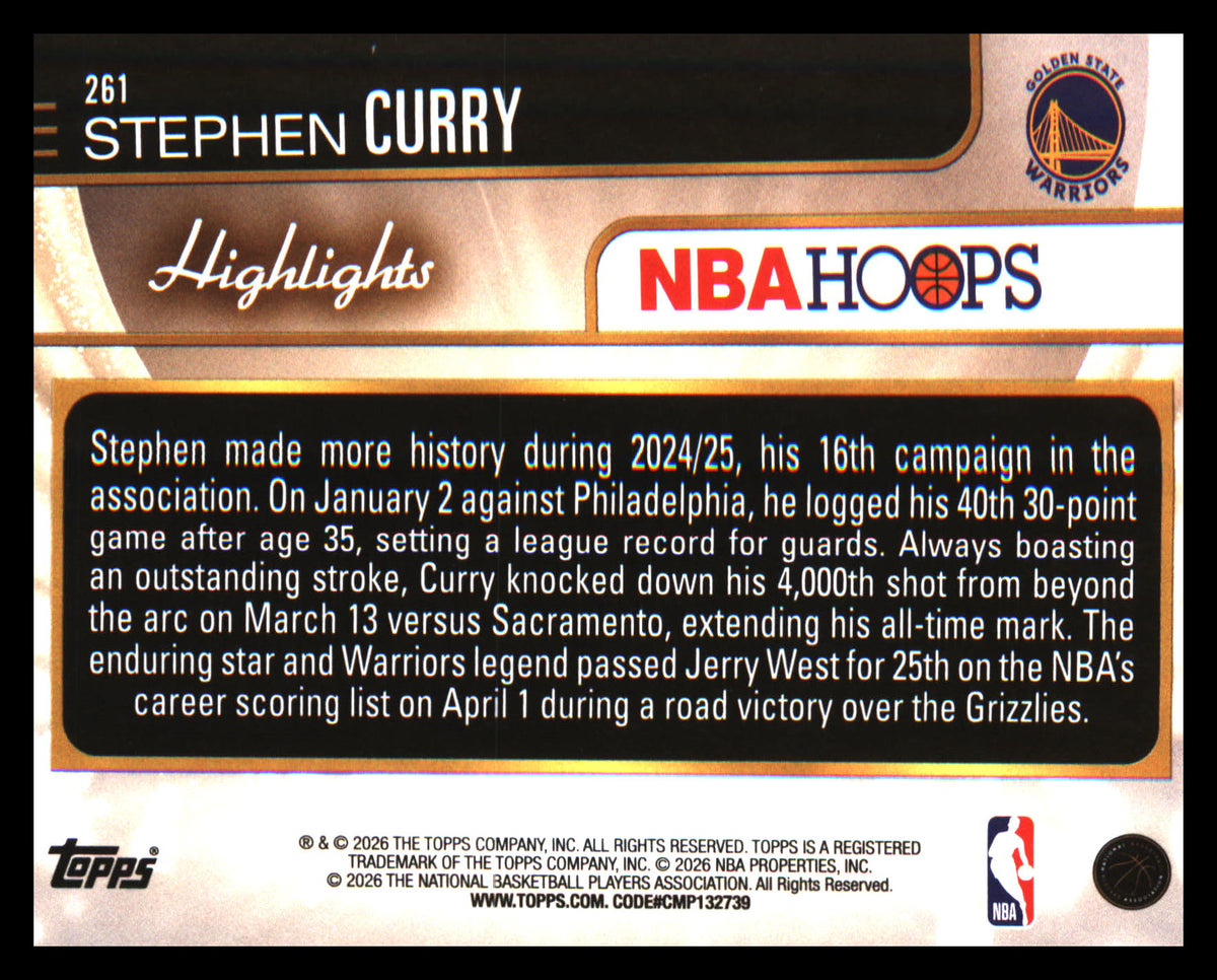 2025-26 Hoops Rainbow #261 Stephen Curry